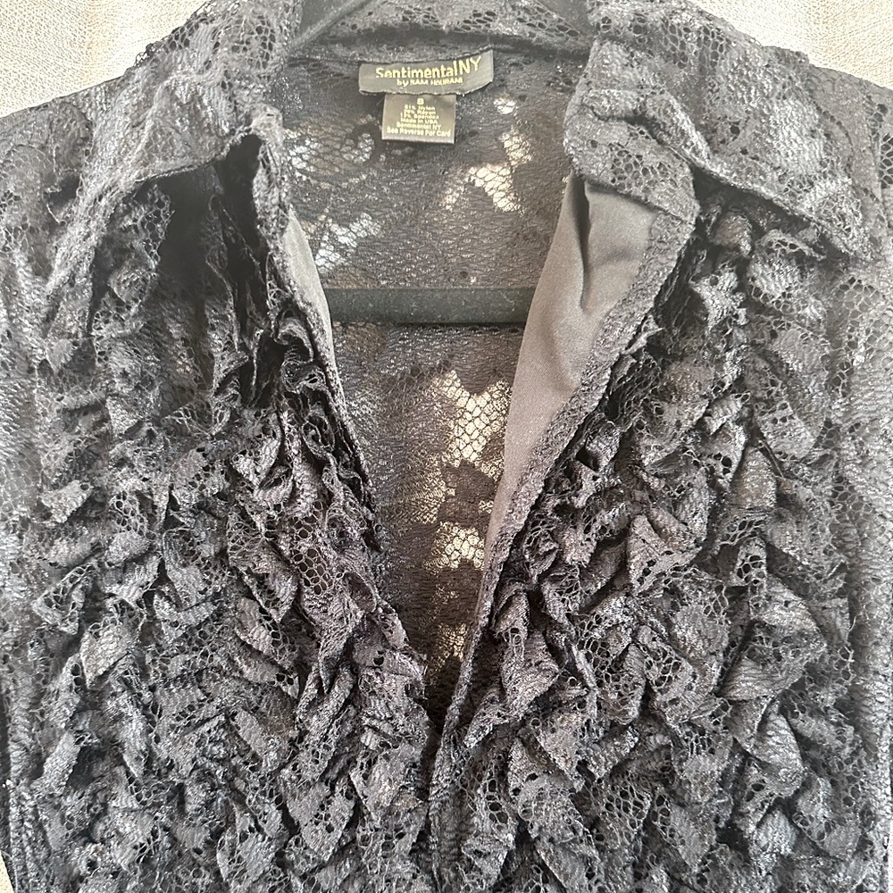 Lace mini dress with ruffles